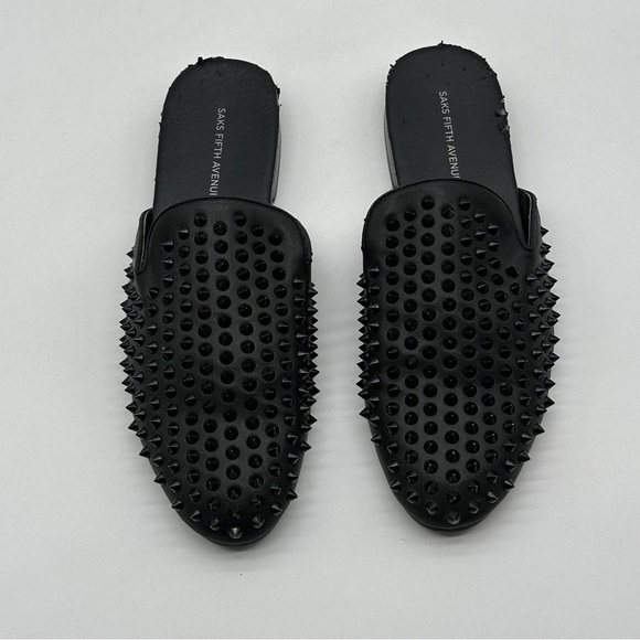 Saks Fifth Avenue Rudy Metal Spikes Slip on mule loafers shoes size 11.5 - Picture 2 of 13